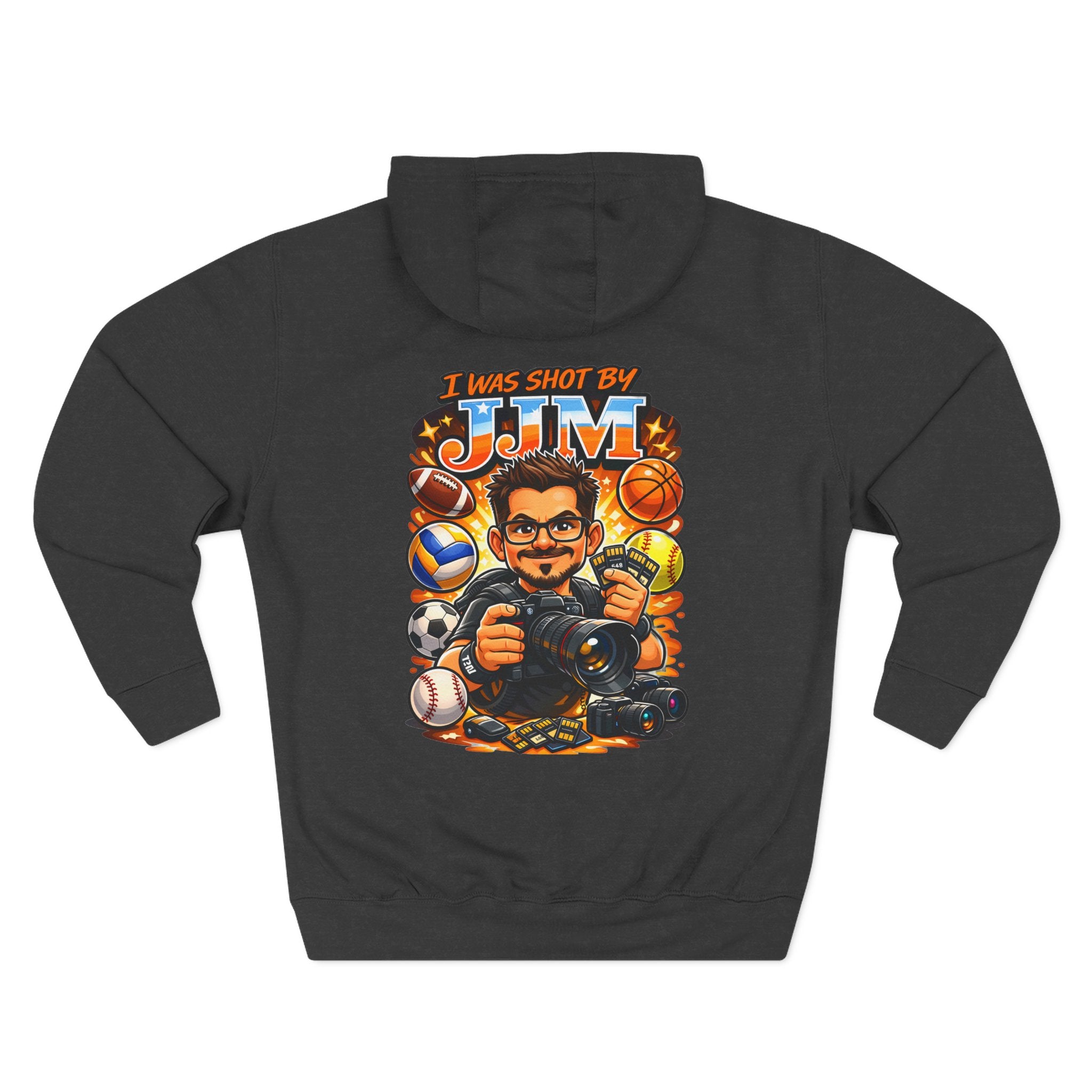 Sports Photographer Hoodie – “I Was Shot By JJM” Graphic Fleece Hoodie
