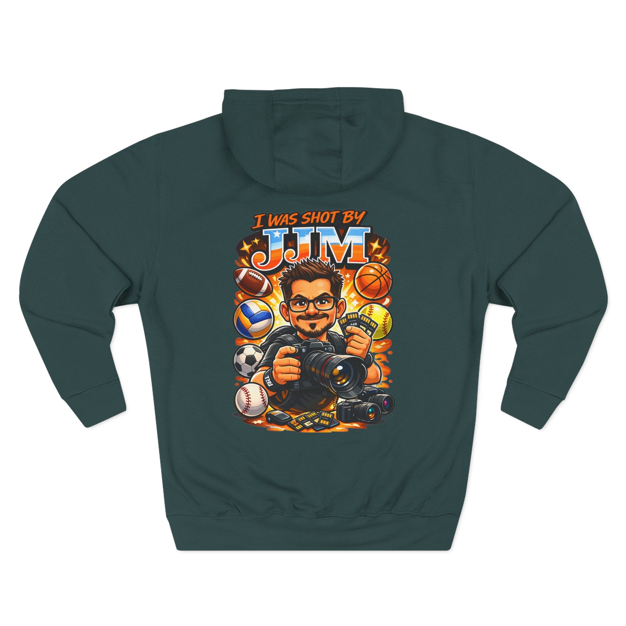 Sports Photographer Hoodie – “I Was Shot By JJM” Graphic Fleece Hoodie